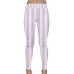 Vertical Stripes - White and Thistle Violet Yoga Leggings