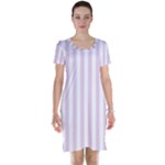 Vertical Stripes - White and Thistle Violet Short Sleeve Nightdress