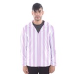 Vertical Stripes - White and Thistle Violet Hooded Wind Breaker (Men)