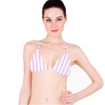 Vertical Stripes - White and Thistle Violet Bikini Top