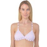 Vertical Stripes - White and Thistle Violet Reversible Tri Bikini Top