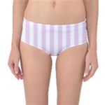 Vertical Stripes - White and Thistle Violet Mid-Waist Bikini Bottoms