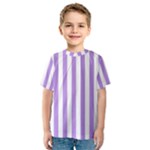 Vertical Stripes - White and Bright Lavender Violet Kid s Sport Mesh Tee