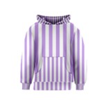 Vertical Stripes - White and Bright Lavender Violet Kid s Pullover Hoodie