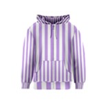 Vertical Stripes - White and Bright Lavender Violet Kid s Zipper Hoodie