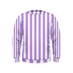 Vertical Stripes - White and Bright Lavender Violet Kid s Sweatshirt