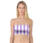 Vertical Stripes - White and Bright Lavender Violet Bandeau Top