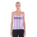 Vertical Stripes - White and Bright Lavender Violet Spaghetti Strap Top