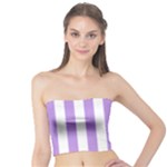 Vertical Stripes - White and Bright Lavender Violet Tube Top