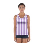 Vertical Stripes - White and Bright Lavender Violet Women s Sport Tank Top