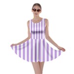 Vertical Stripes - White and Bright Lavender Violet Skater Dress