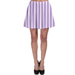 Vertical Stripes - White and Bright Lavender Violet Skater Skirt