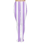 Vertical Stripes - White and Bright Lavender Violet Women s Tights