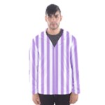 Vertical Stripes - White and Bright Lavender Violet Hooded Wind Breaker (Men)