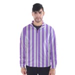 Vertical Stripes - White and Bright Lavender Violet Wind Breaker (Men)