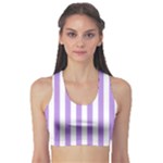 Vertical Stripes - White and Bright Lavender Violet Women s Sports Bra