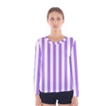 Vertical Stripes - White and Lavender Violet Women s Long Sleeve T-shirt