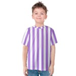 Vertical Stripes - White and Lavender Violet Kid s Cotton Tee