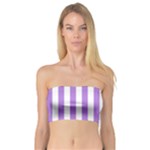 Vertical Stripes - White and Lavender Violet Bandeau Top