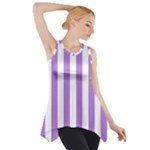 Vertical Stripes - White and Lavender Violet Side Drop Tank Tunic