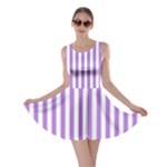 Vertical Stripes - White and Lavender Violet Skater Dress