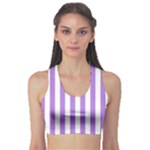 Vertical Stripes - White and Lavender Violet Women s Sports Bra