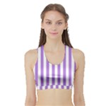 Vertical Stripes - White and Lavender Violet Women s Sports Bra with Border