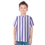 Vertical Stripes - White and Ube Violet Kid s Cotton Tee