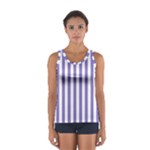 Vertical Stripes - White and Ube Violet Women s Sport Tank Top