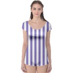 Vertical Stripes - White and Ube Violet Boyleg Leotard (Ladies)