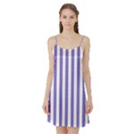 Vertical Stripes - White and Ube Violet Satin Night Slip