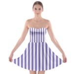 Vertical Stripes - White and Ube Violet Strapless Bra Top Dress