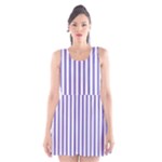 Vertical Stripes - White and Ube Violet Scoop Neck Skater Dress