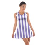 Vertical Stripes - White and Ube Violet Cotton Racerback Dress