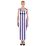 Vertical Stripes - White and Ube Violet Fitted Maxi Dress