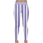 Vertical Stripes - White and Ube Violet Yoga Leggings