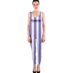 Vertical Stripes - White and Ube Violet OnePiece Catsuit