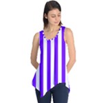 Vertical Stripes - White and Indigo Violet Sleeveless Tunic