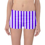 Vertical Stripes - White and Indigo Violet Reversible Boyleg Bikini Bottoms