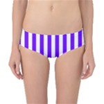 Vertical Stripes - White and Indigo Violet Classic Bikini Bottoms