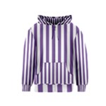 Vertical Stripes - White and Dark Lavender Violet Kid s Zipper Hoodie