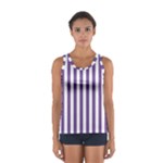 Vertical Stripes - White and Dark Lavender Violet Women s Sport Tank Top