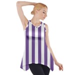 Vertical Stripes - White and Dark Lavender Violet Side Drop Tank Tunic