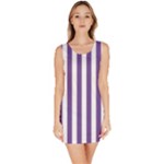 Vertical Stripes - White and Dark Lavender Violet Bodycon Dress