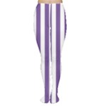 Vertical Stripes - White and Dark Lavender Violet Women s Tights