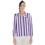 Vertical Stripes - White and Dark Lavender Violet Wind Breaker (Women)