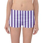 Vertical Stripes - White and Dark Lavender Violet Reversible Boyleg Bikini Bottoms