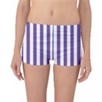 Vertical Stripes - White and Dark Lavender Violet Boyleg Bikini Bottoms