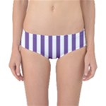 Vertical Stripes - White and Dark Lavender Violet Classic Bikini Bottoms