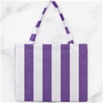 Vertical Stripes - White and Dark Lavender Violet Mini Tote Bag